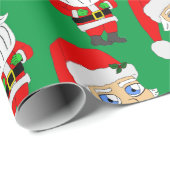 Schaltfläche "Chibi santa clour" Geschenkpapier (Rolleneckpunkt)
