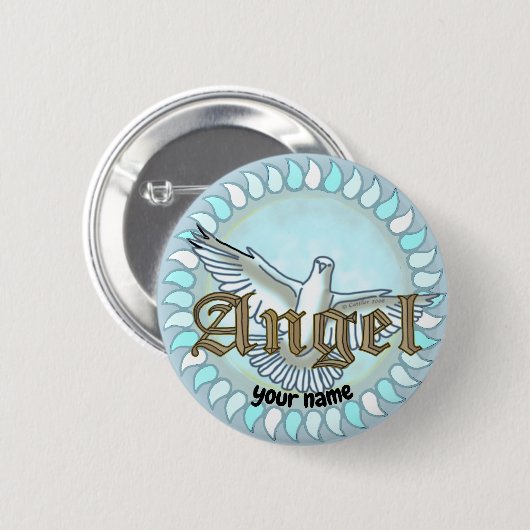 Schaltfläche "christliches Angel Dove-Button" Button (Vorne & Hinten)