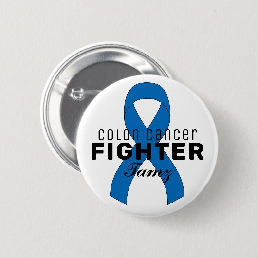 Schaltfläche "Colon Cancer Ribbon White" Button (Vorne & Hinten)