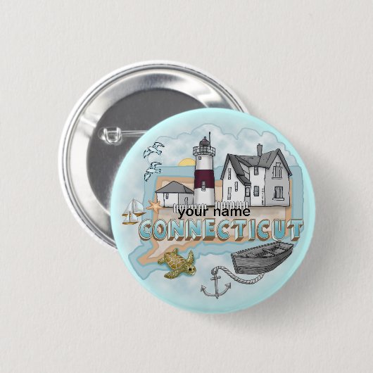 Schaltfläche "Connecticut Lighthouse"-Button Button (Vorne & Hinten)