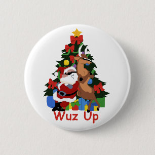 Schaltfläche "cooler Weihnachtsmann und Rentier" Button