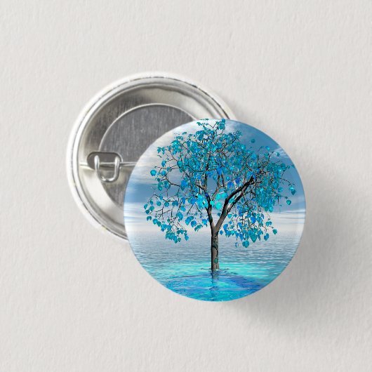 Schaltfläche Crystal Blue Tree Button (Vorne & Hinten)