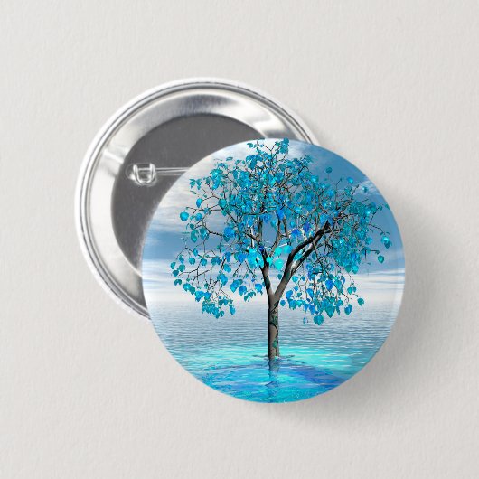Schaltfläche Crystal Blue Tree Button (Vorne & Hinten)