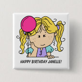Schaltfläche "Custom Blond Girl Birthday" Button (Vorderseite)