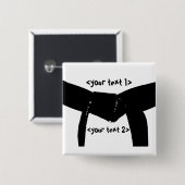 Schaltfläche "Custom Martial Arts Basic Black Belt Button (Vorne & Hinten)