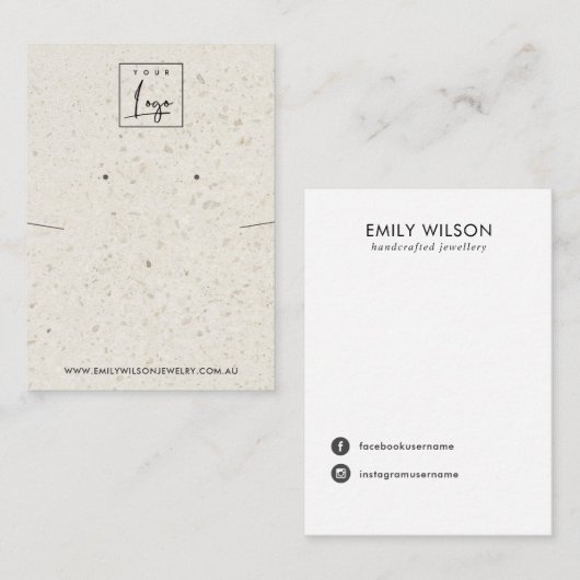 SCHALTFLÄCHE DER WEISSEN TERRAZZO-ANZEIGE VISITENKARTE (Vorne/Hinten)