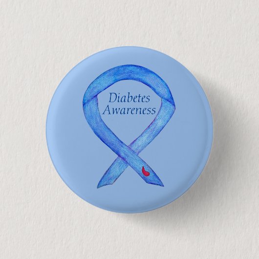 Schaltfläche "Diabetes Awareness Ribbon Art Custom Button (Vorderseite)