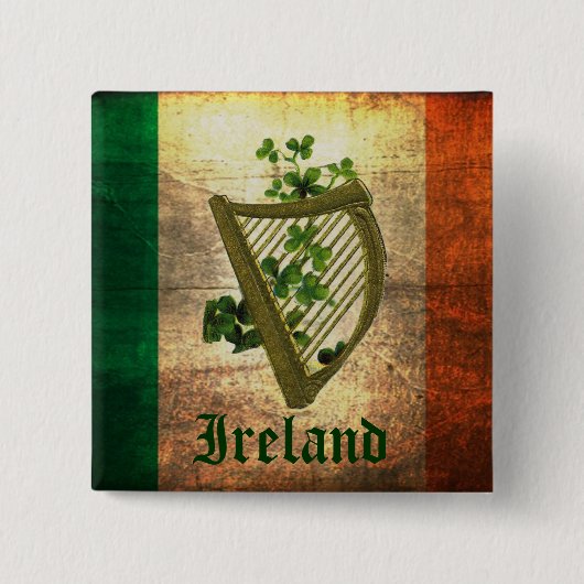 Schaltfläche "Digital Art" für Irland: Harfe Flagg Button (Vorderseite)