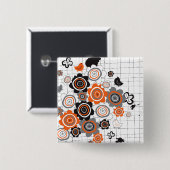 Schaltfläche Doodles für orange Blume Klinkenblöck Button (Vorne & Hinten)
