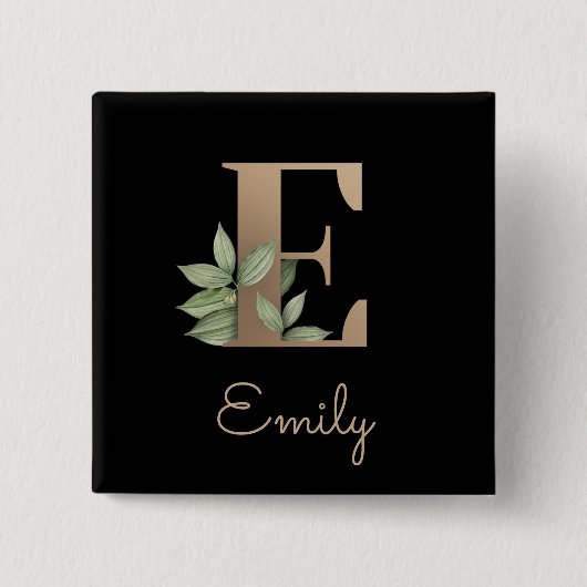 Schaltfläche E für den eleganten Botanischen Monog Button (Vorderseite)