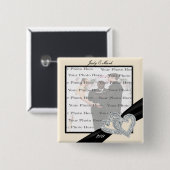 Schaltfläche "Elegante Diamond Black Ribbon Square Button (Vorne & Hinten)