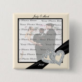 Schaltfläche "Elegante Diamond Black Ribbon Square Button (Vorderseite)