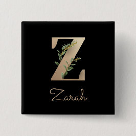 Schaltfläche "Eleganter Botanischer Monogram Gold  Button