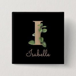 Schaltfläche "Eleganter Botanischer Monogramm-Gold Button