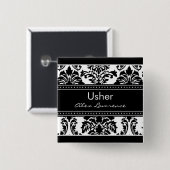 Schaltfläche "Elegantes Damask-Brautparty" - "Ushe Button (Vorne & Hinten)