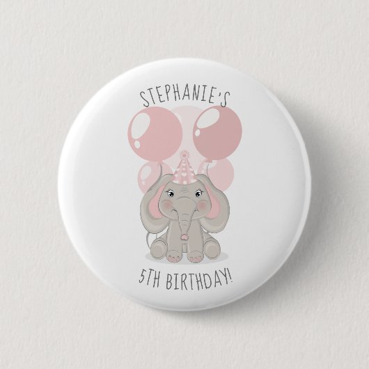 Schaltfläche "Elephant in Birthday Party" Button (Vorderseite)