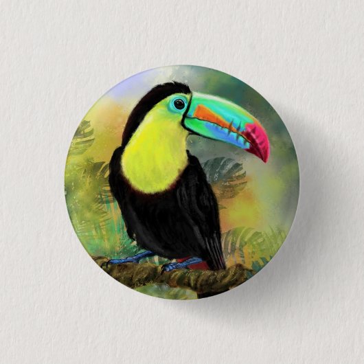 Schaltfläche "Exotic Tropical Toco Toucan Bird" Button (Vorderseite)