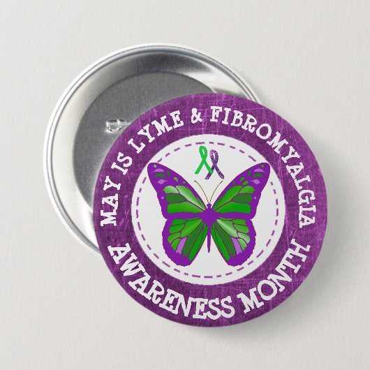 Schaltfläche "Fibromyalgie & Lyme Awareness Month" Button (Vorne & Hinten)