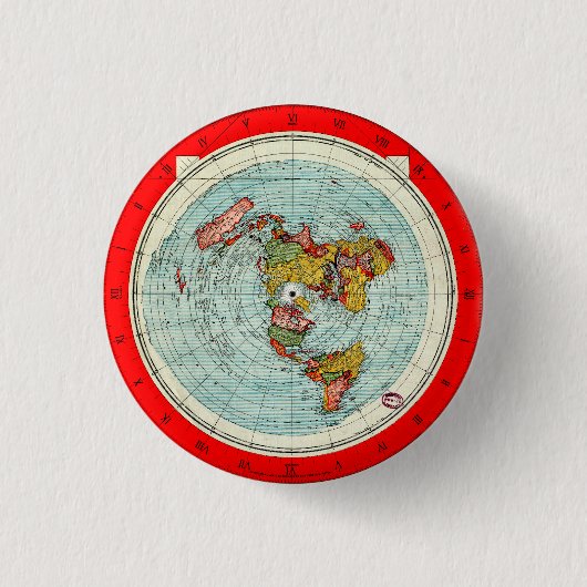 Schaltfläche "Flat Earth Azimuthal Projection Map" Button (Vorderseite)