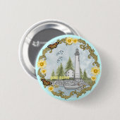 Schaltfläche "Floral Alabama Lighthouse Button" Button (Vorne & Hinten)