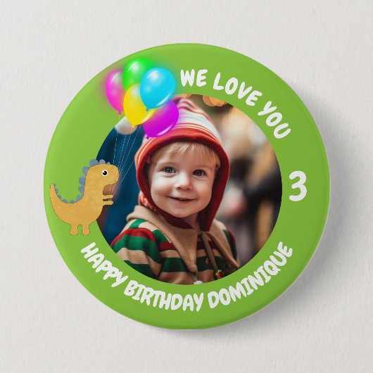 Schaltfläche "Foto, Name und Alter Geburtstag indi Button (Vorderseite)