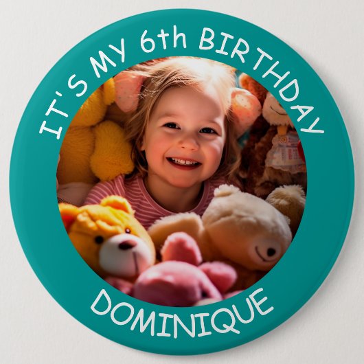 Schaltfläche "Foto, Name und Alter Geburtstag indi Button (Vorderseite)