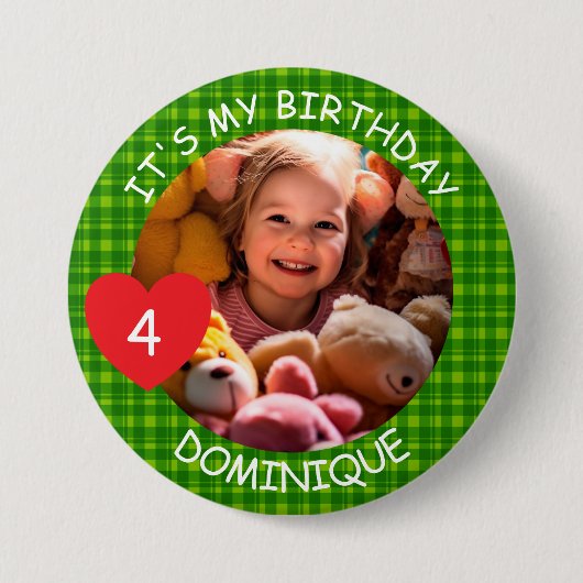 Schaltfläche "Foto, Name und Alter Geburtstag indi Button (Vorderseite)