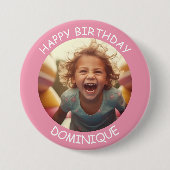 Schaltfläche "Foto und Name Geburtstag" anpassen Button (Vorderseite)