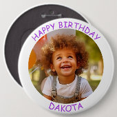 Schaltfläche "Foto und Name Geburtstag" anpassen Button (Vorne & Hinten)