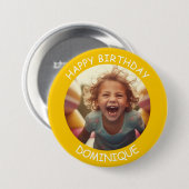 Schaltfläche "Foto und Name Geburtstag" anpassen Button (Vorne & Hinten)