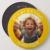 Schaltfläche "Foto und Name Geburtstag" anpassen Button (Vorne & Hinten)