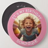 Schaltfläche "Foto und Name Geburtstag" anpassen Button (Vorne & Hinten)