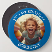 Schaltfläche "Foto und Name Geburtstag" anpassen Button (Vorne & Hinten)