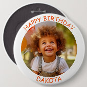 Schaltfläche "Foto und Name Geburtstag" anpassen Button (Vorne & Hinten)