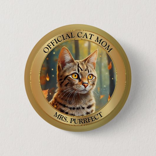 Schaltfläche "Fun Gold Metallic Foto Cat Mama" Button (Vorderseite)