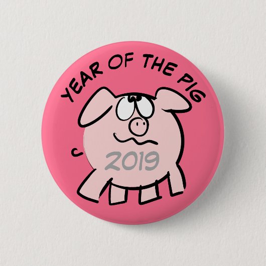 Schaltfläche "Funny 2 Cartoon Illustration Pig Yea Button (Vorderseite)