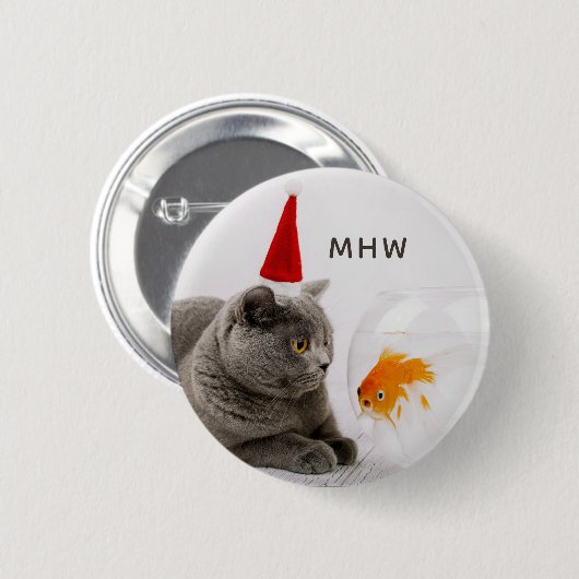 Schaltfläche "Funny Cat & Fish" Button (Vorne & Hinten)