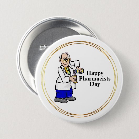 Schaltfläche für ältere männliche Apothekerin Button (Vorne & Hinten)