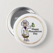 Schaltfläche für ältere weibliche Apothekerin Button (Vorne & Hinten)