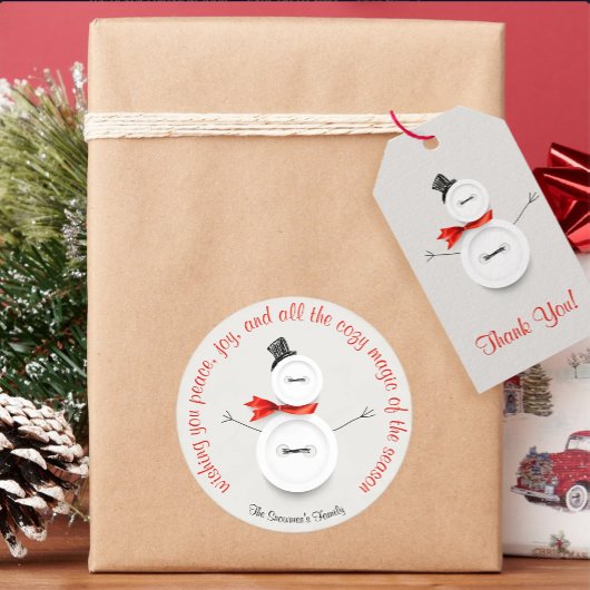 Schaltfläche für benutzerdefinierten Schneemann Runder Aufkleber