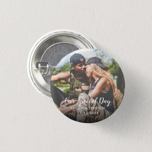 Schaltfläche für benutzerdefiniertes Hochzeitstag- Button (Vorne & Hinten)