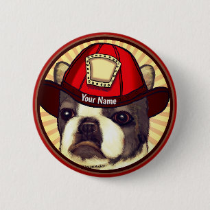 Schaltfläche für das Boston Terrier Firefighter-Bu Button