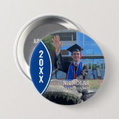 Schaltfläche für das Foto Blau und Weiß des Abschl Button (Vorne & Hinten)