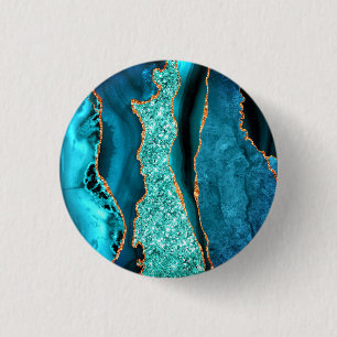 Schaltfläche für den aquamarinen blauen Glitzer Button