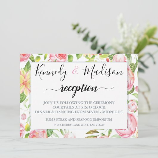 SCHALTFLÄCHE FÜR DEN DIGITALEN EMPFANG-SPRING-PINK EINLADUNG (Stehend Vorderseite)