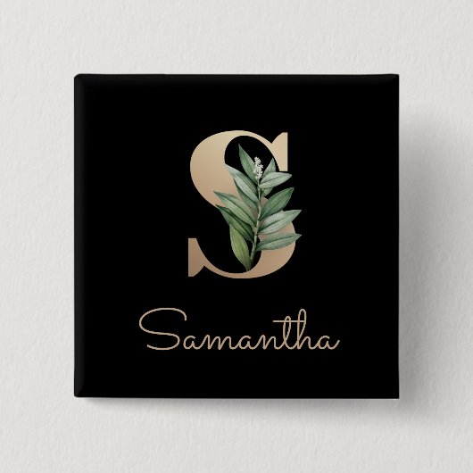 Schaltfläche für den eleganten Botanischen Monogra Button (Vorderseite)