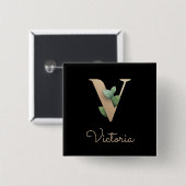 Schaltfläche für den eleganten Botanischen Monogra Button (Vorne & Hinten)