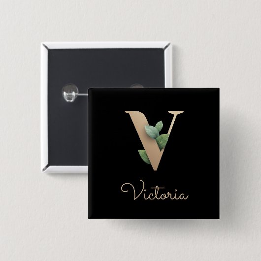 Schaltfläche für den eleganten Botanischen Monogra Button (Vorne & Hinten)