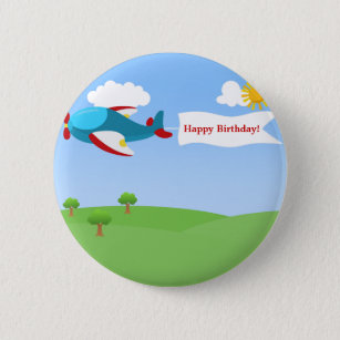 Schaltfläche für den Flugzeugabtrieb Geburtstag Button