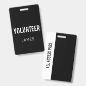 Schaltfläche für den modernen Black Volunteer Name Ausweis (Vorder- & Rückseite)